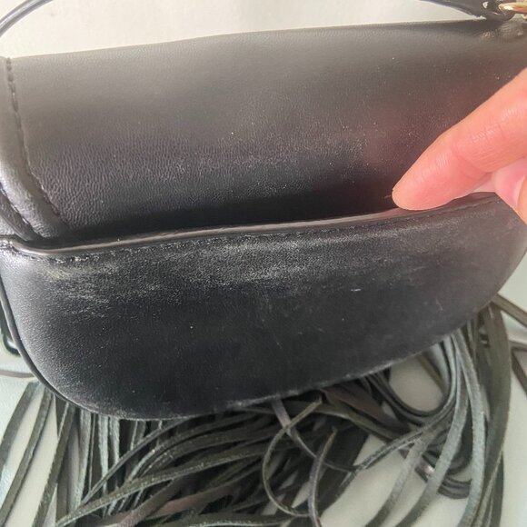 Michael Kors Cary Small Fringed Leather Crossbody Saddle Bag - Picture 9 of 13